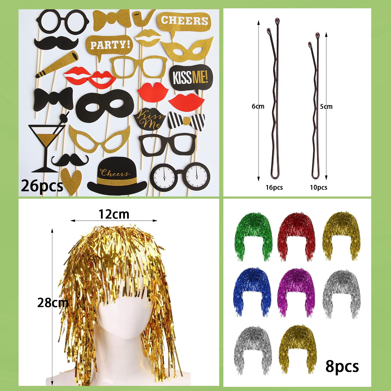 Party Deko Fotobox Accessoires,Foto Requisiten Party Zubehör für Hochzeit,Halloween,Weihnachten,Tischdeko Geburtstag,Karneval, Silvester Deko (46 Stück)
