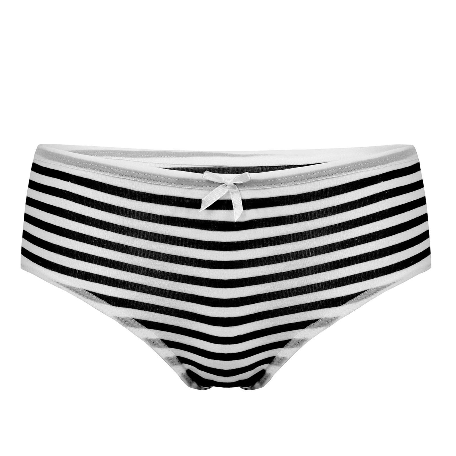 Moily Womens Sweet Cute Anime Japanese Cosplay Underwear Stripe Cotton Bikini Briefs Bowknot Panty