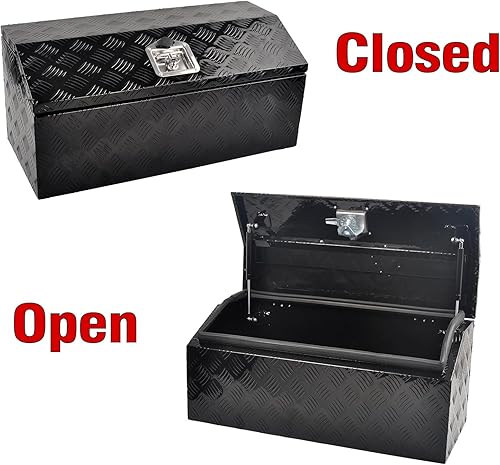 Miniatura 3 de Caja de herramientas de aluminio para lengua de remolque de 30 pulgadas, 5 barras de banda de rodadura ancha, caja de herramientas para camioneta,