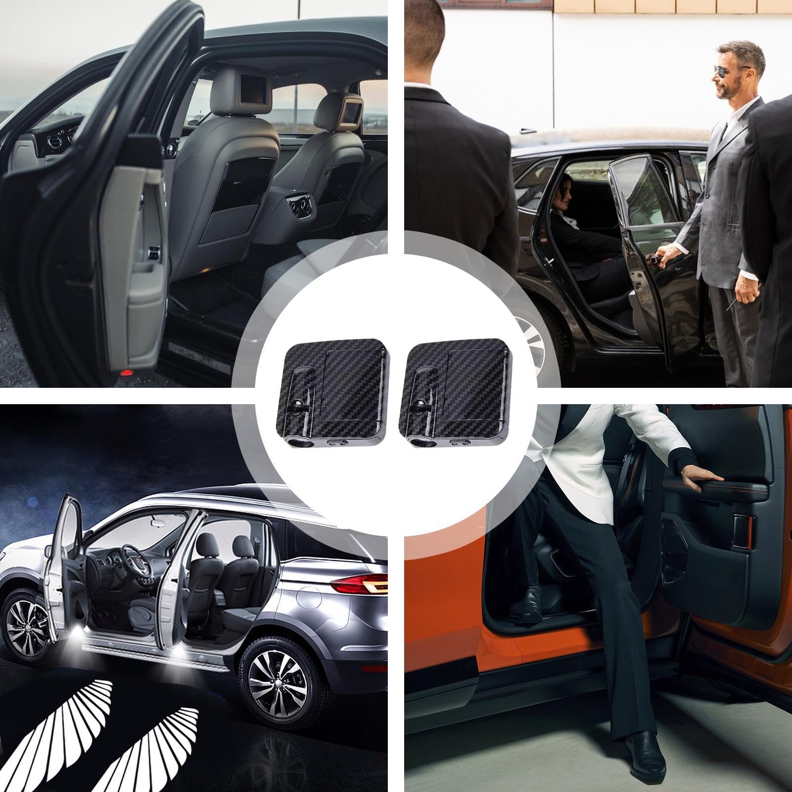2 pares de luces de proyector de puerta de coche con alas de ángel, luces de charco de coche, luces inalámbricas de bienvenida para umbral de puerta de automóvil, luces de ambiente con proyector de