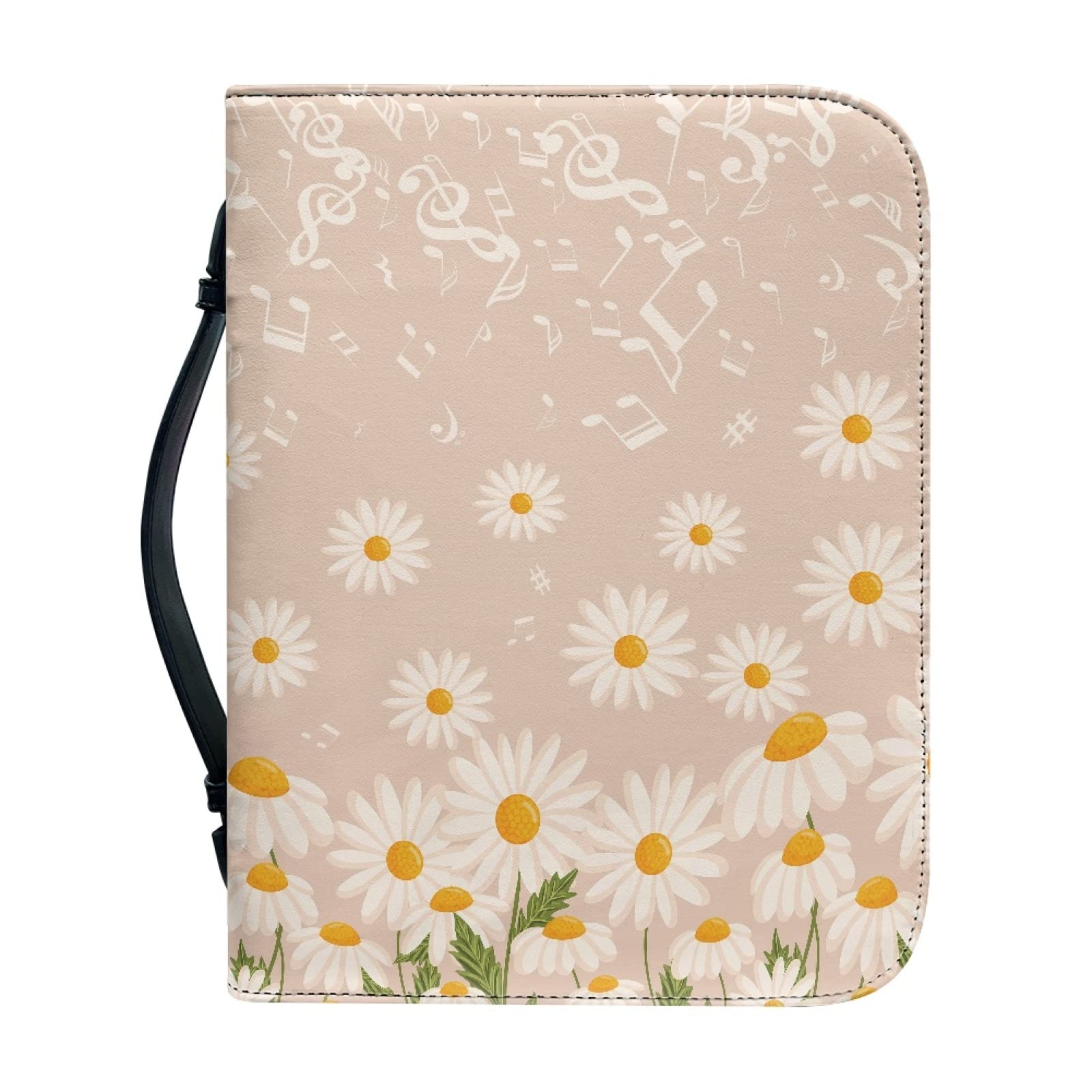 Kuiaobaty Daisy Flowers Book Cover for Notebook,Novel, Music Notes Leather Book Case Bag Stationery Pencil Case for Women Christian Gift — image 1