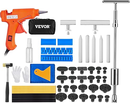 VEVOR Kit de eliminación de abolladuras, martillo deslizante 2 en 1, barra en T, kit de reparación de abolladuras sin pintura con ranuras de acero