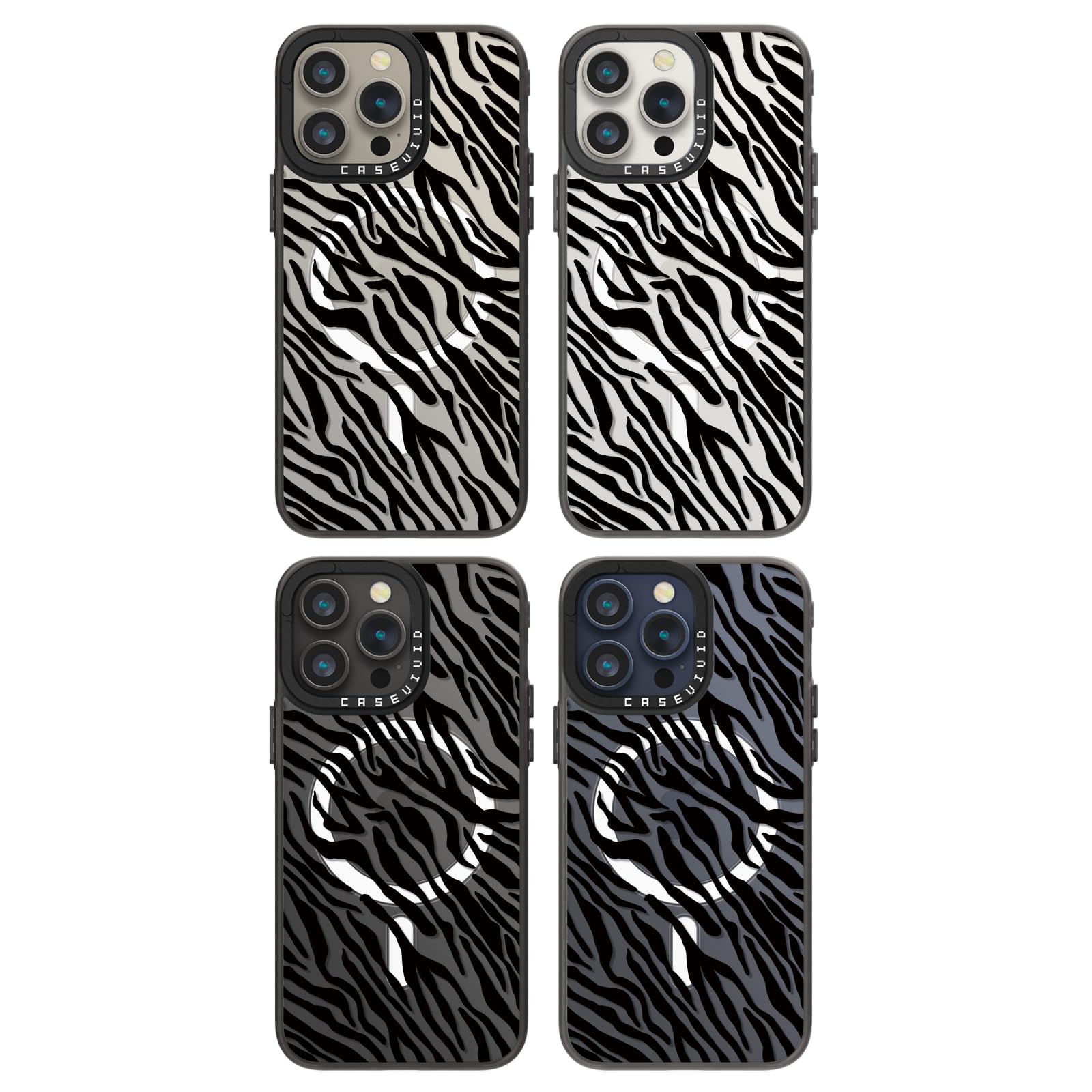 Magsafe - Custodia magnetica per iPhone 15 Pro Max Magsafe estetica carina - Custodia per telefono divertente e alla moda resistente - Cover con stampa zebrata nera per donna e ragazza da