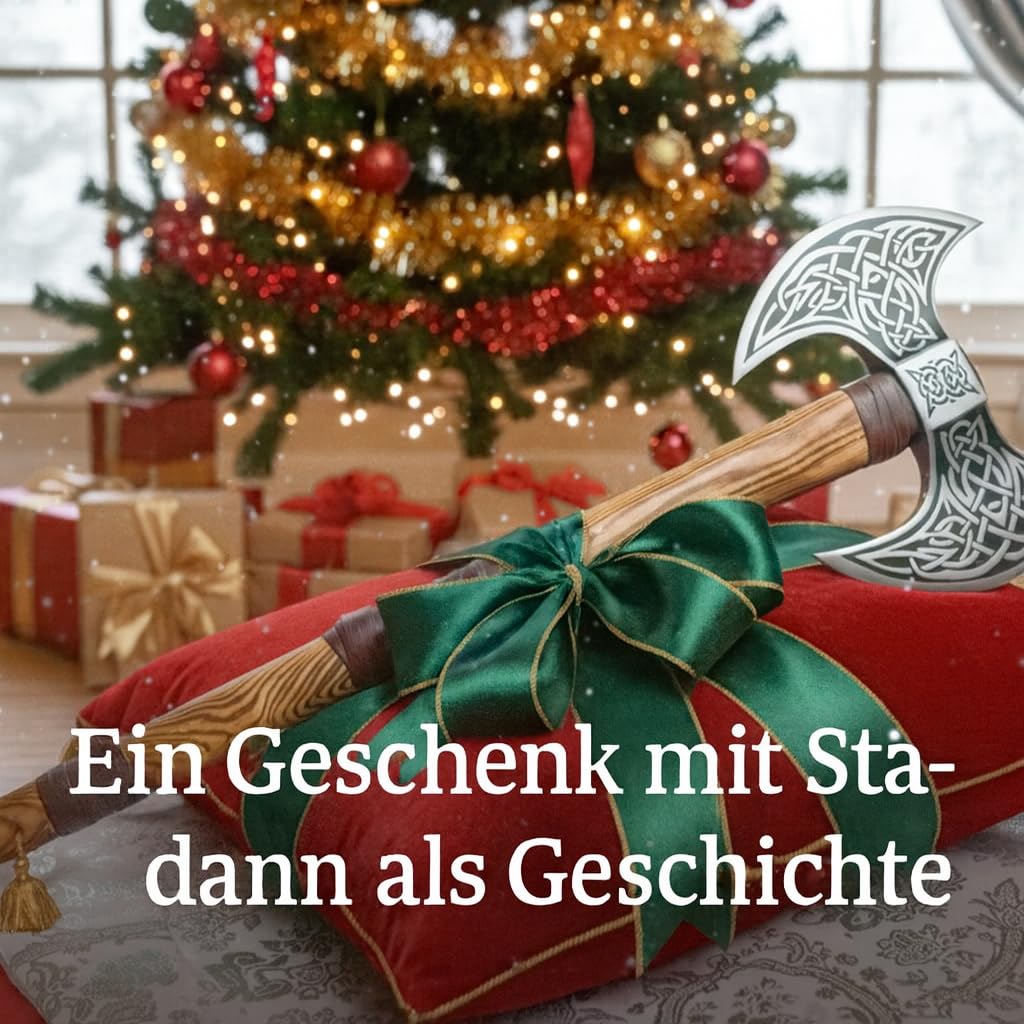 NovaHaven Doppelkopf Wikingeraxt – Handgeschmiedete Axt aus Kohlenstoffstahl mit Eschenholzgriff, Lederwicklung & Lederscheide – Ideal für Sammler, Outdoor & als Geschenk
