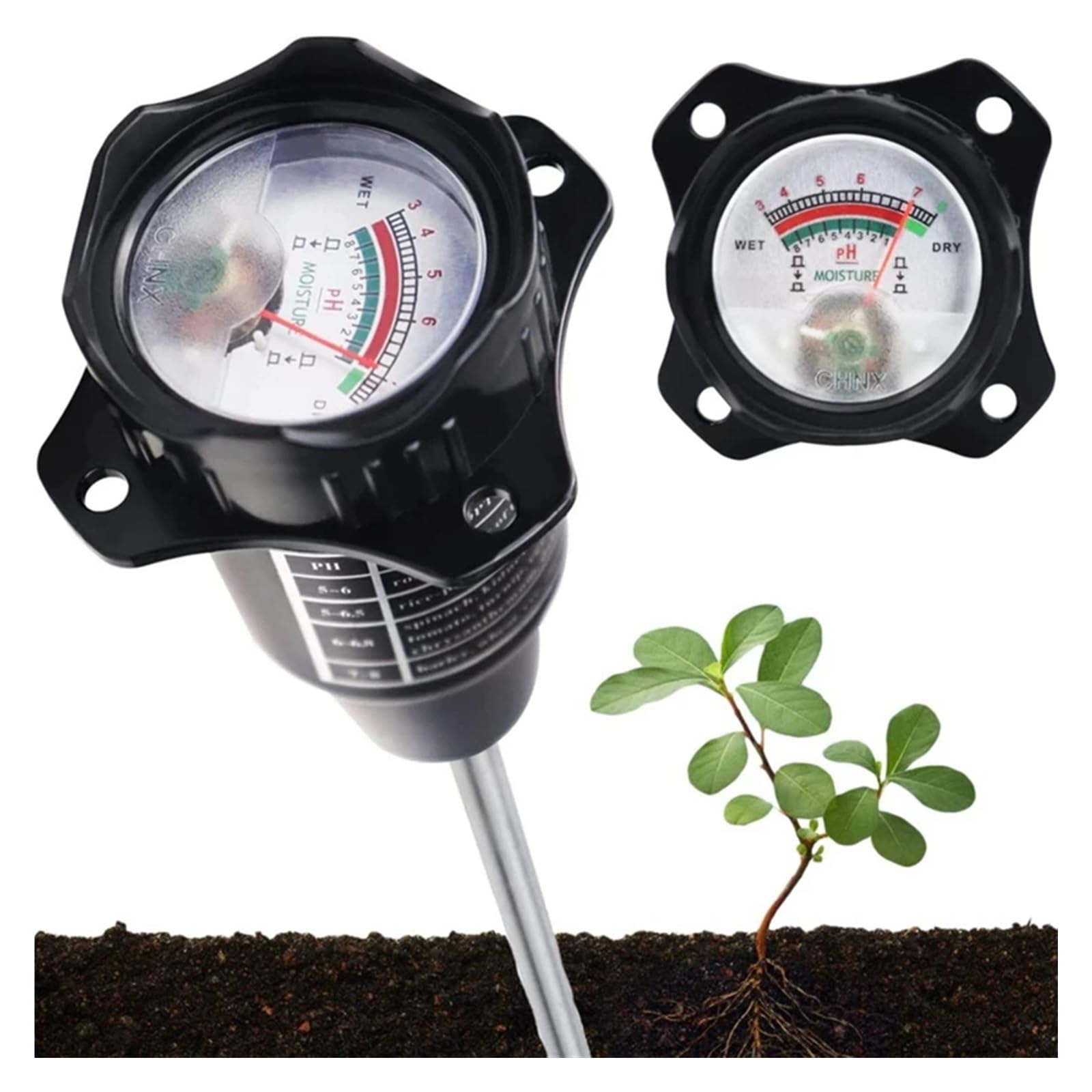 Medidor De Humedad PH del Suelo Profundo, Higrómetro De Prueba Profesional For Plantas De Maceta Grandes, Jardinería Y Agricultura, Sonda Larga, 1 Unidad