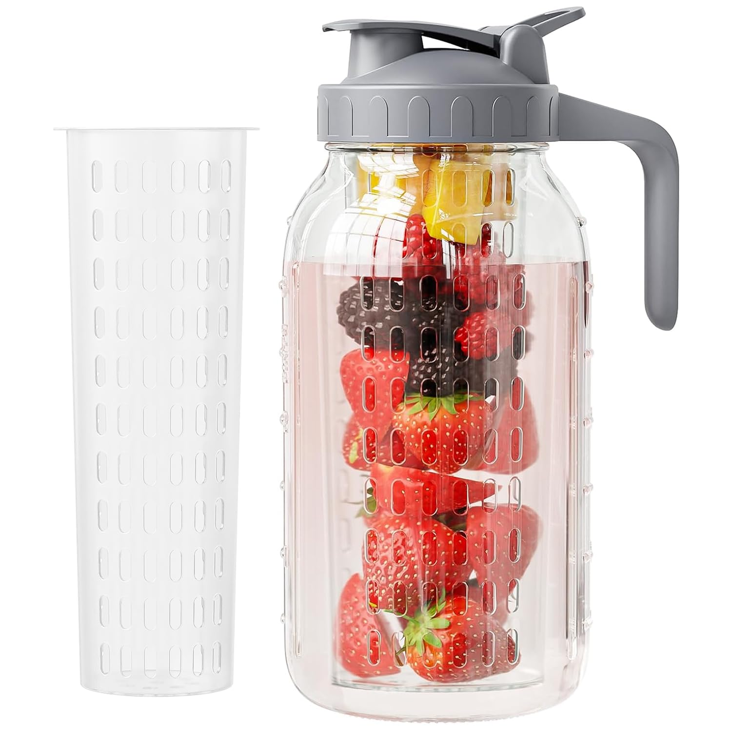 JunVpic Glass Mason Jar Pitcher, 64 oz Wide Mouth Jug