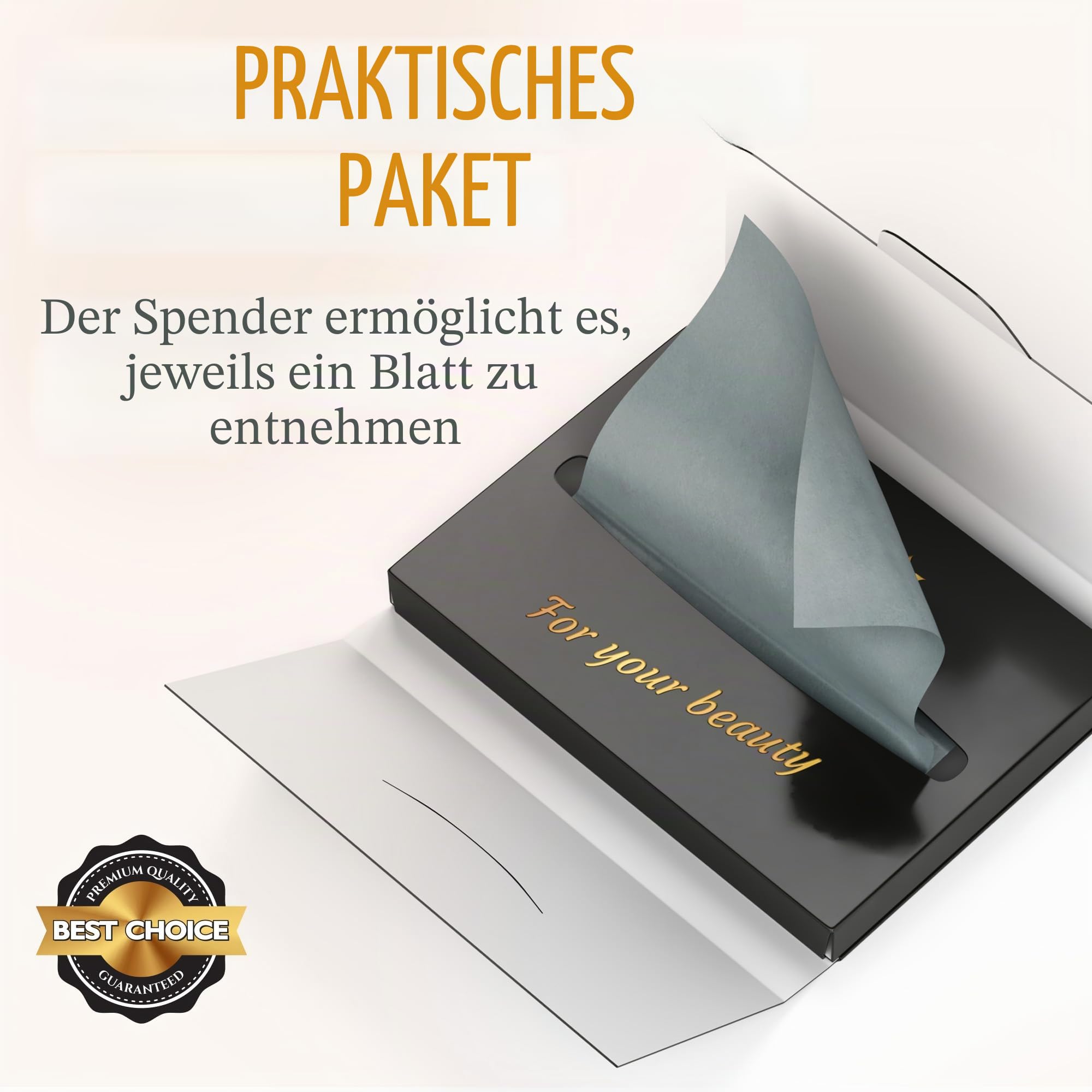Natürliche Öllöschblätter für Gesicht mit Bambuskohle – 25% größer – 3 Stück/300 Make-up-freundliche ölabsorbierende Blätter für das Gesicht – einfache Dosierung von Löschpapieren