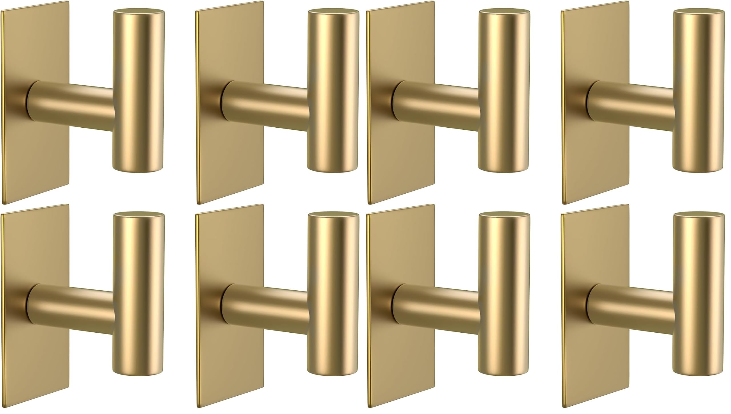 VAEHOLD Wall Towel Hooks, Heavy Duty Sticky Holder Waterproof Towel Hooks for Hanging Coat, Clothes, Closet Hook Wall Mount for Kitchen (Gold, 8 Pack)
