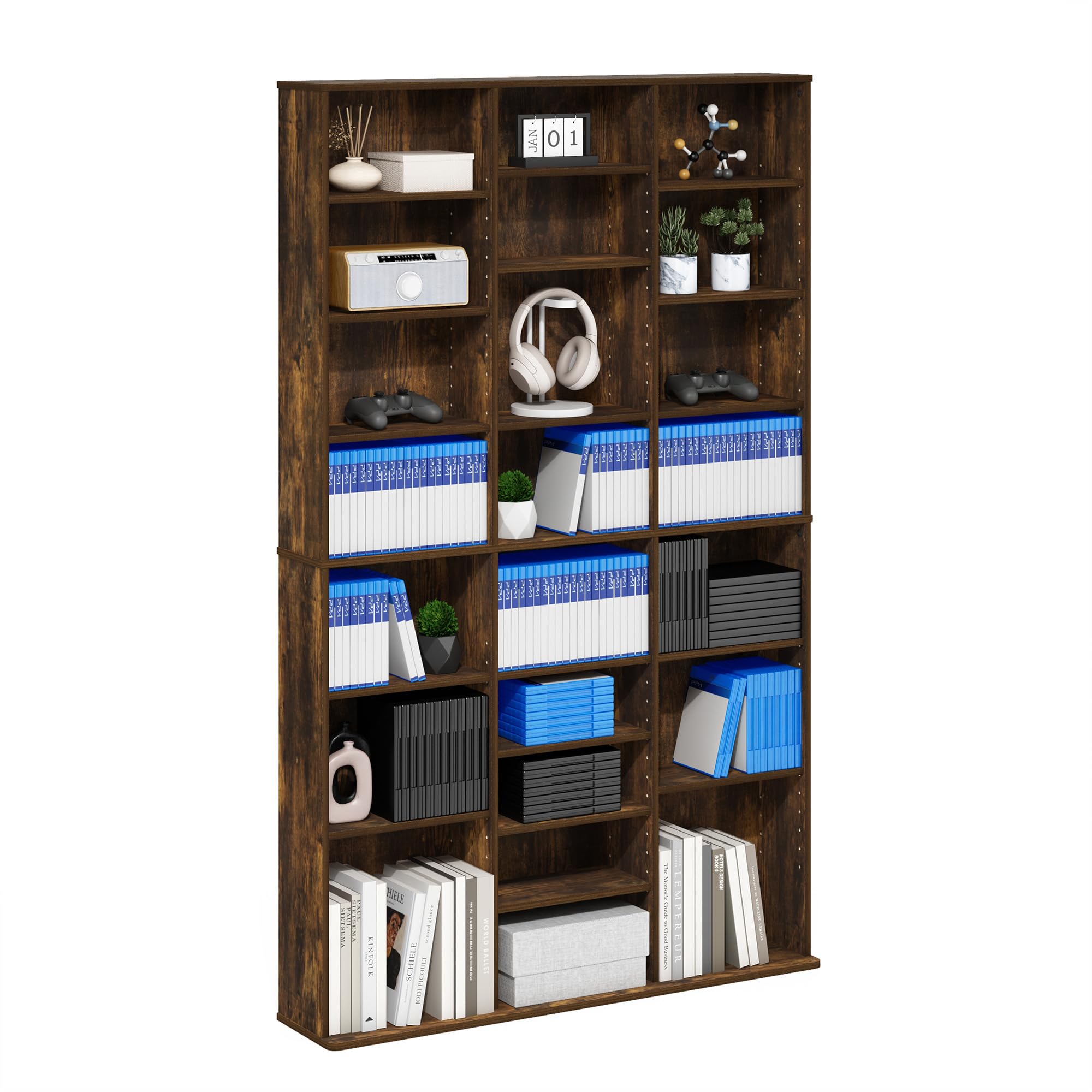 Amazon.com: Furinno Jaya DVD Shelf, 24-Shelf Wide CD Rack, Media