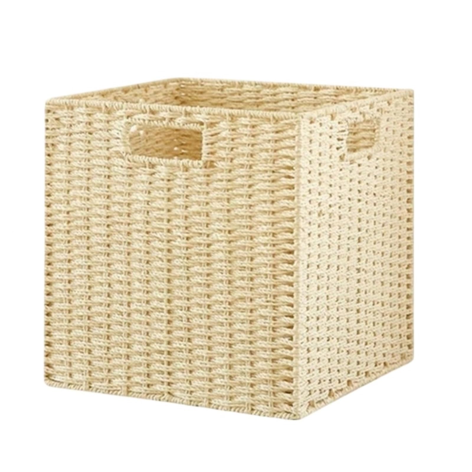 Picnic Basket Seaweed Wicker Sundries Toy Organizer Clothes Closet Dirty Storage Folding Rattan For Storage(L)