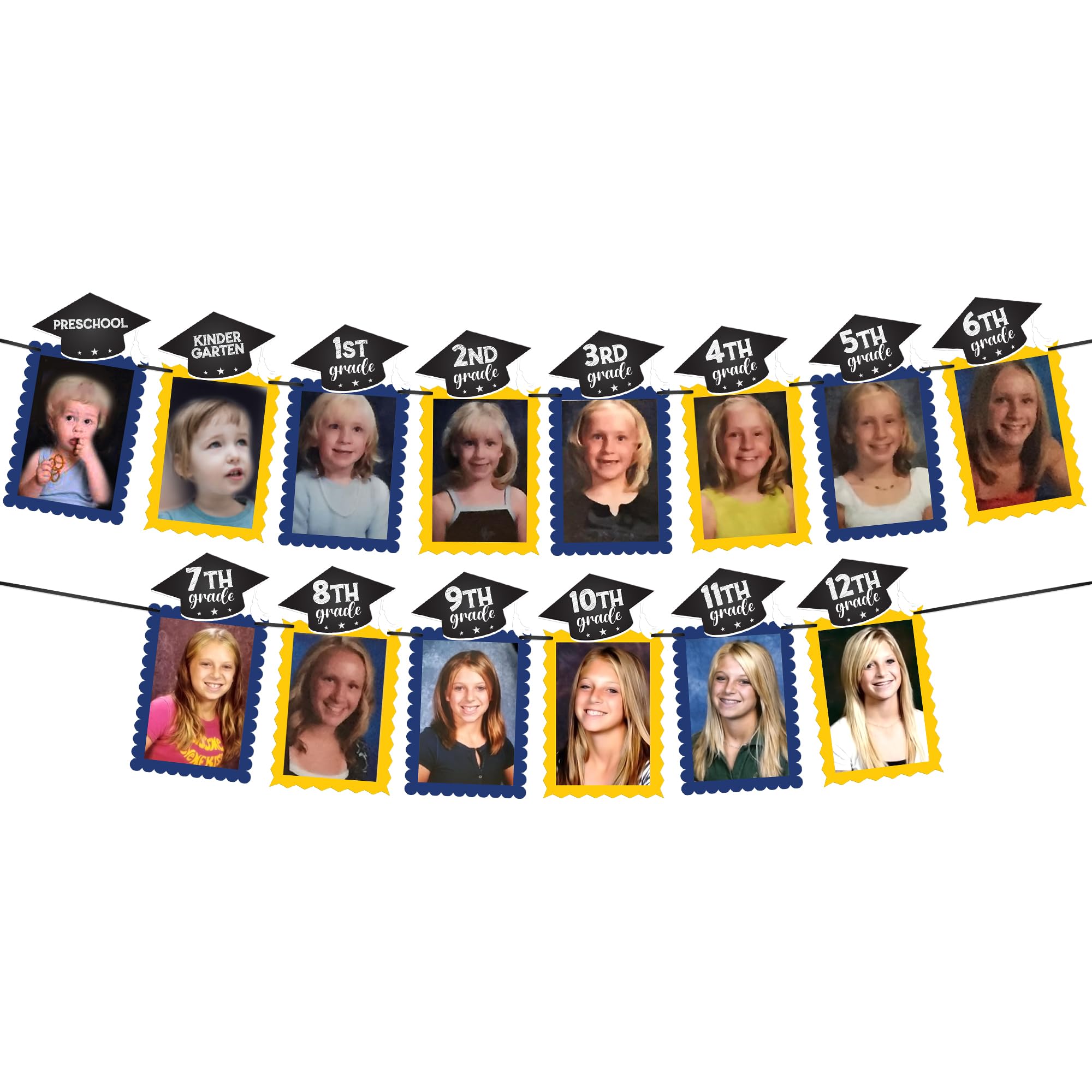 KatchOn, K-12 Grad Photo Banner 5x7 - Large, 10 Feet, Yellow and Blue, 10 feet x 5x7 inches