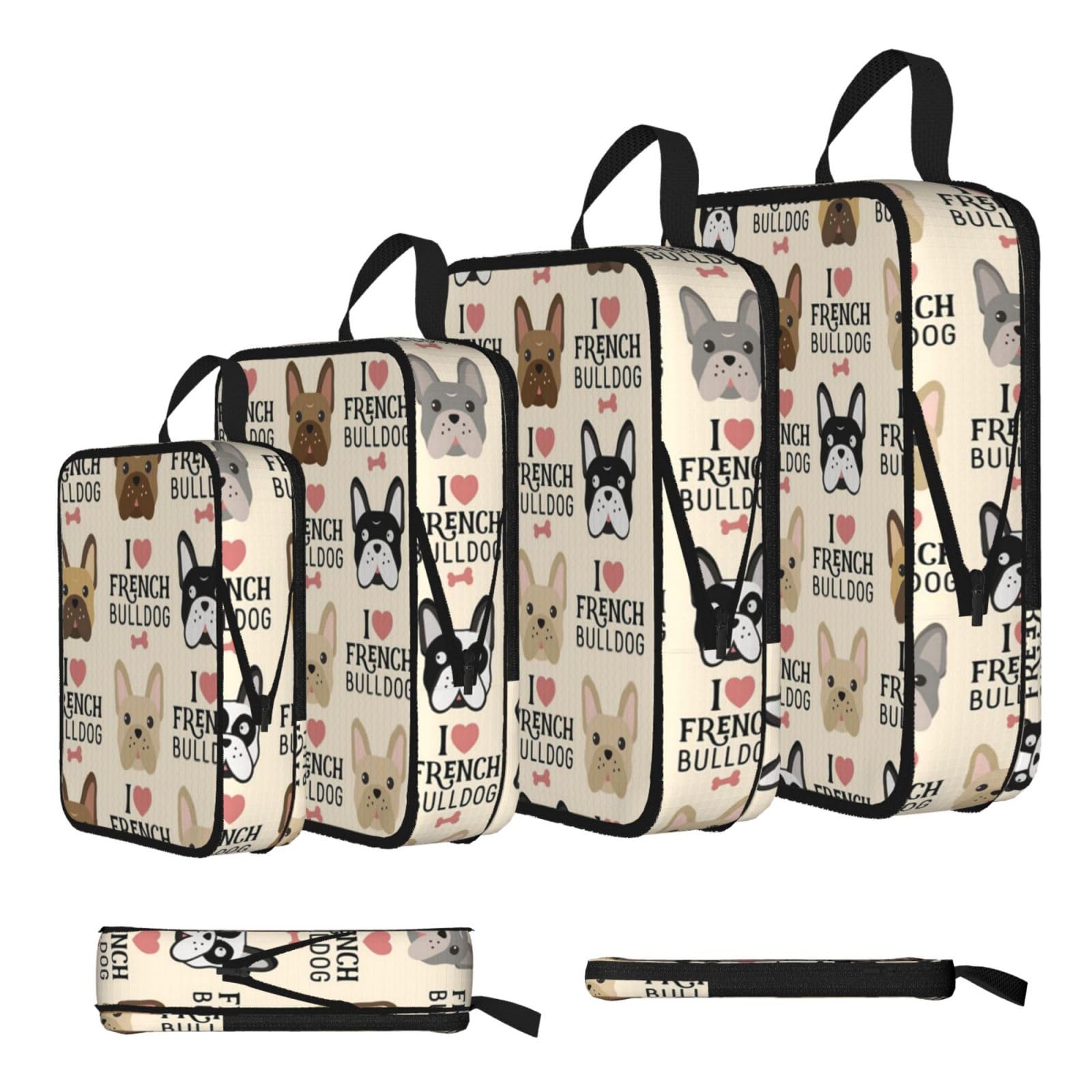 Dog Print 4 Set Compression Packing Cubes For Suitcases,Expandable Storage Bags Organizers
