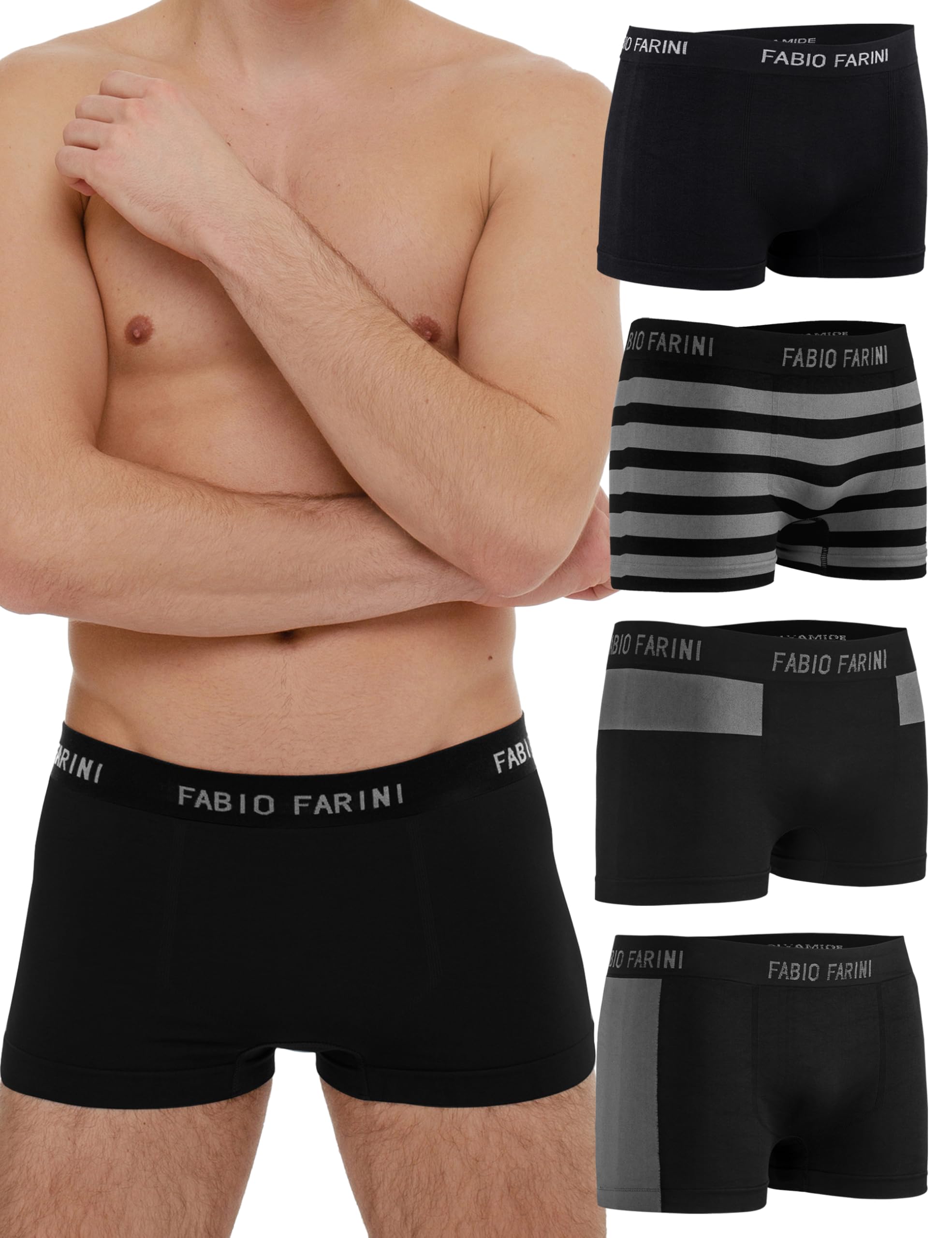 Fabio Farini – Pack de 4 Boxers Hommes en Microfibre Respirante de Haute qualité