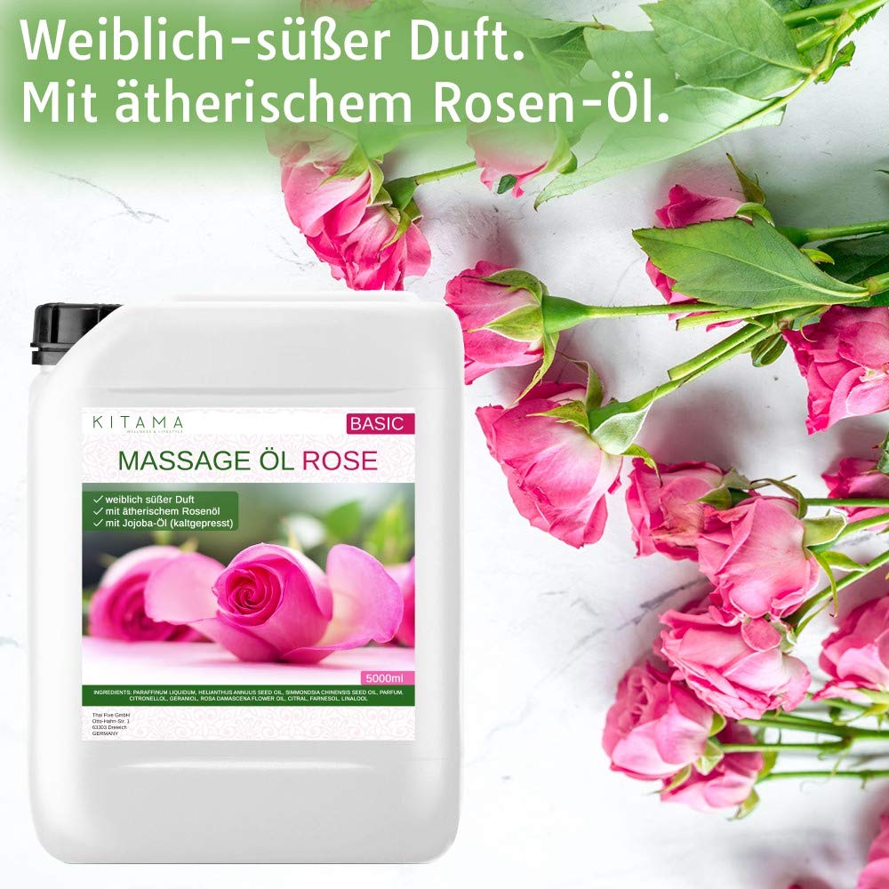 MyThaiMassage Massage Oil Aroma Set 5 x 5000ml - profumi essenziali gelsomino, rosa, arancia, lavanda, citronella