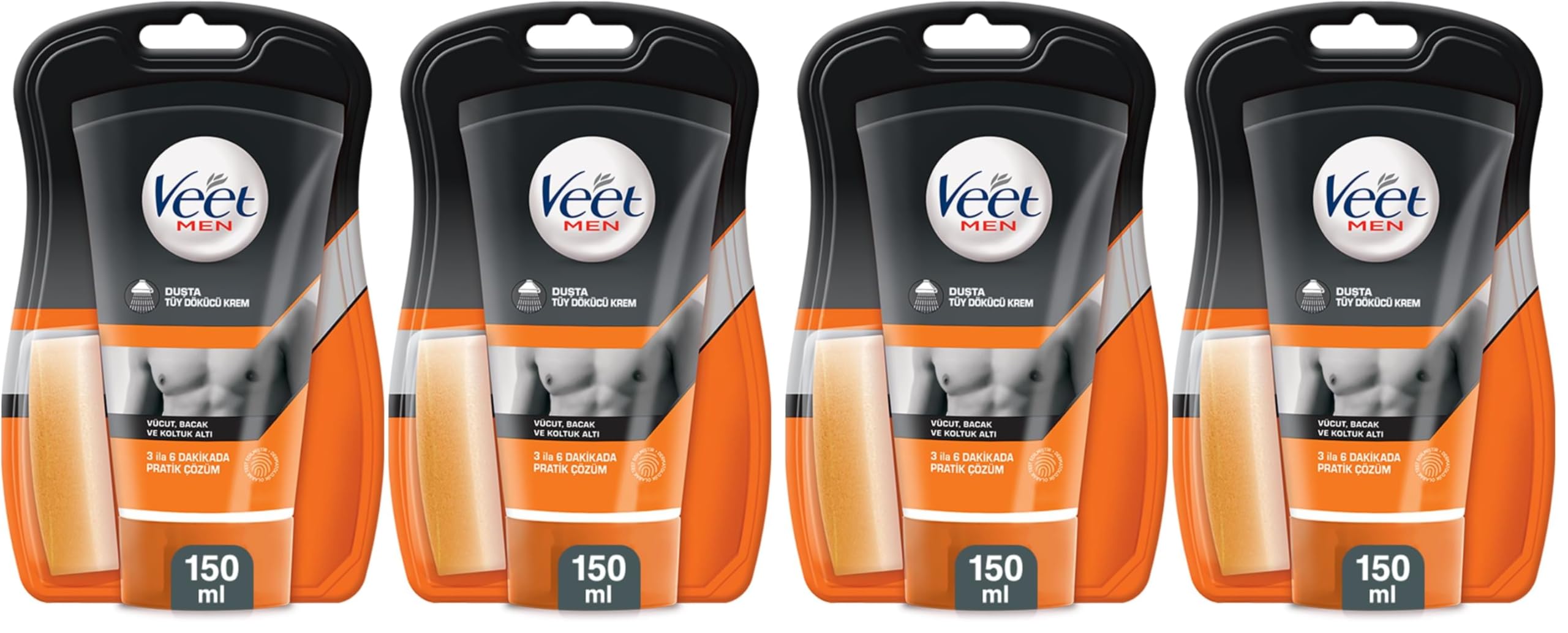 Veet Men Duşta Tüy Dökücü Krem Erkeklere Özel, (2 x 150 Ml) (2 paketi)