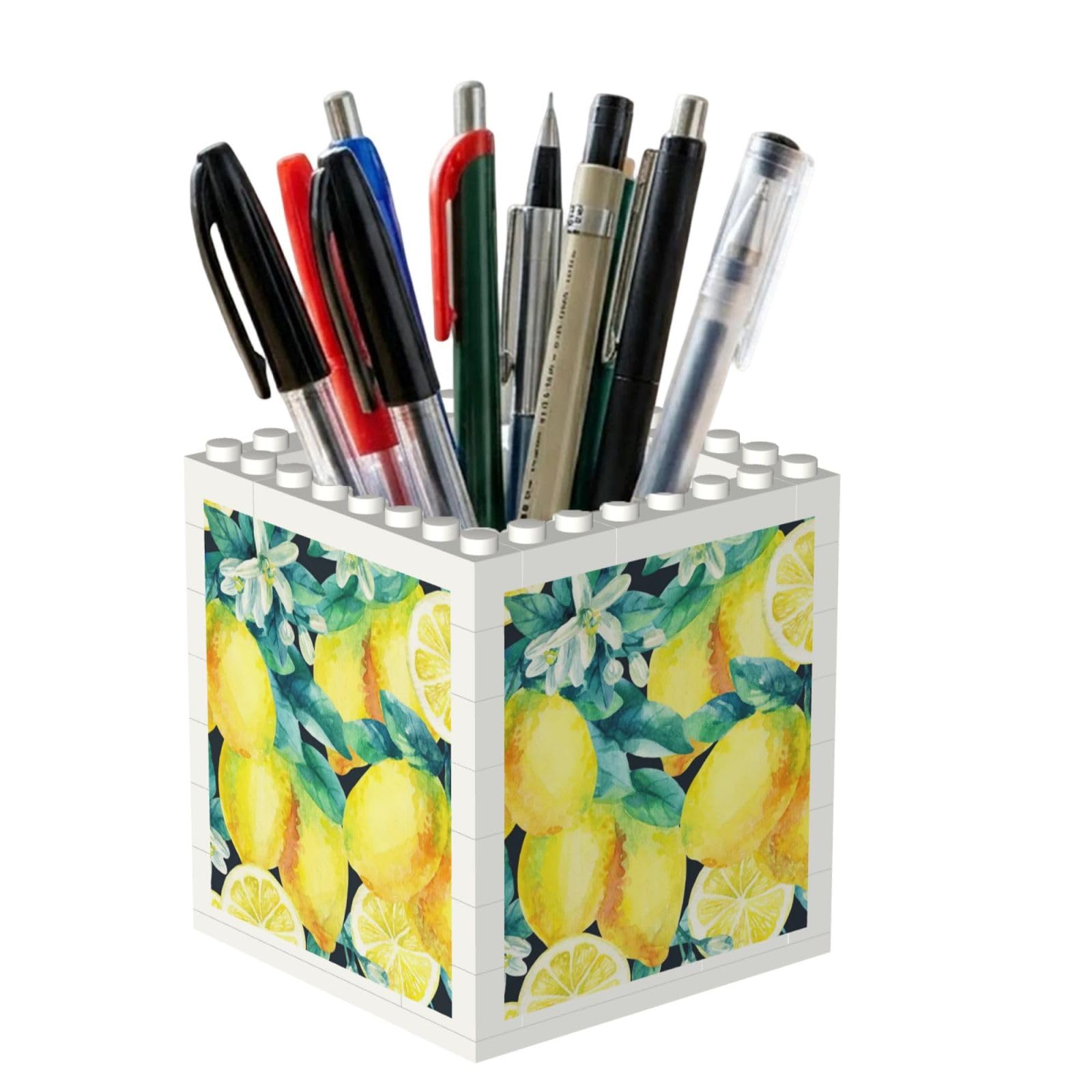 Poadnly Fresh Fruit Yellow Lemon Limes, Pen Pot Pencil Holder for Office Home School, Compact Desk Organiser for Office Stationery