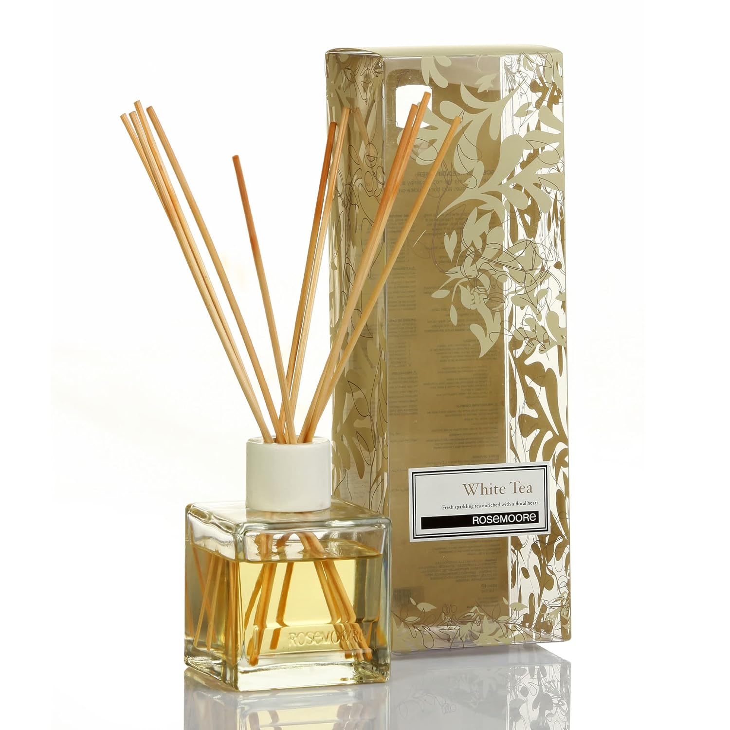 Rosemoore White Tea Reed Diffuser Set 200ml with 10 Free Reed Sticks