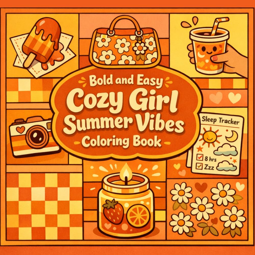 Bold Easy Cozy Girl Summer Vibes Coloring Pages: Cute and Relaxing Summer Lifestyle Designs for Stress Relief, Creativity & Fun