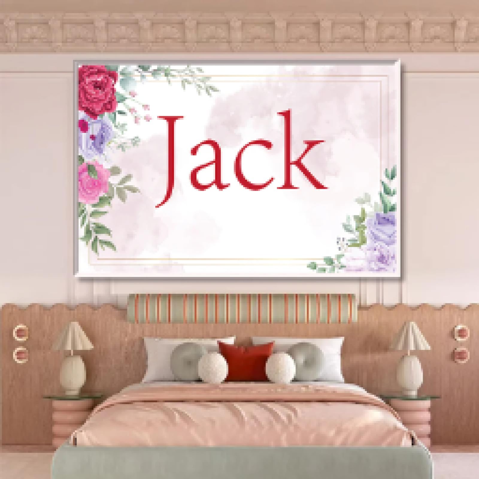 BMGKYAGL Póster con nombre de bebé, lienzo con nombre para habitación de bebé, pintura de pared personalizada, estilo bohemio, decoración para habitación de bebé, 60 x 90 cm, sin marco
