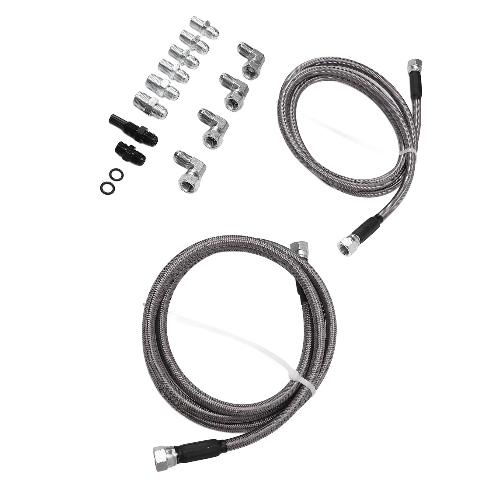 Jelquix 6AN Transmission Cooler Line Kit Durable PTFE Stainless Steel Hose for Enhanced Towing Efficiency 4L60E TH400 700R4 70 Inch