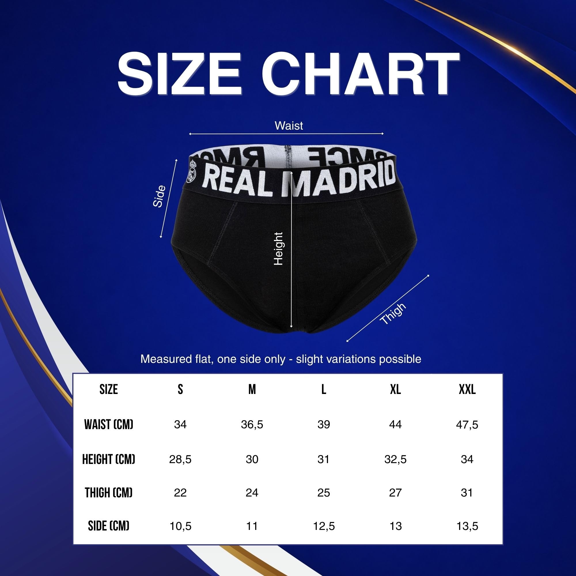 Real Madrid Slip Hombre Pack 5 – Producto Oficial con Licencia | Calzoncillos de Algodón para Hombre | Set Ropa Interior con Cinturilla Logo Oficial