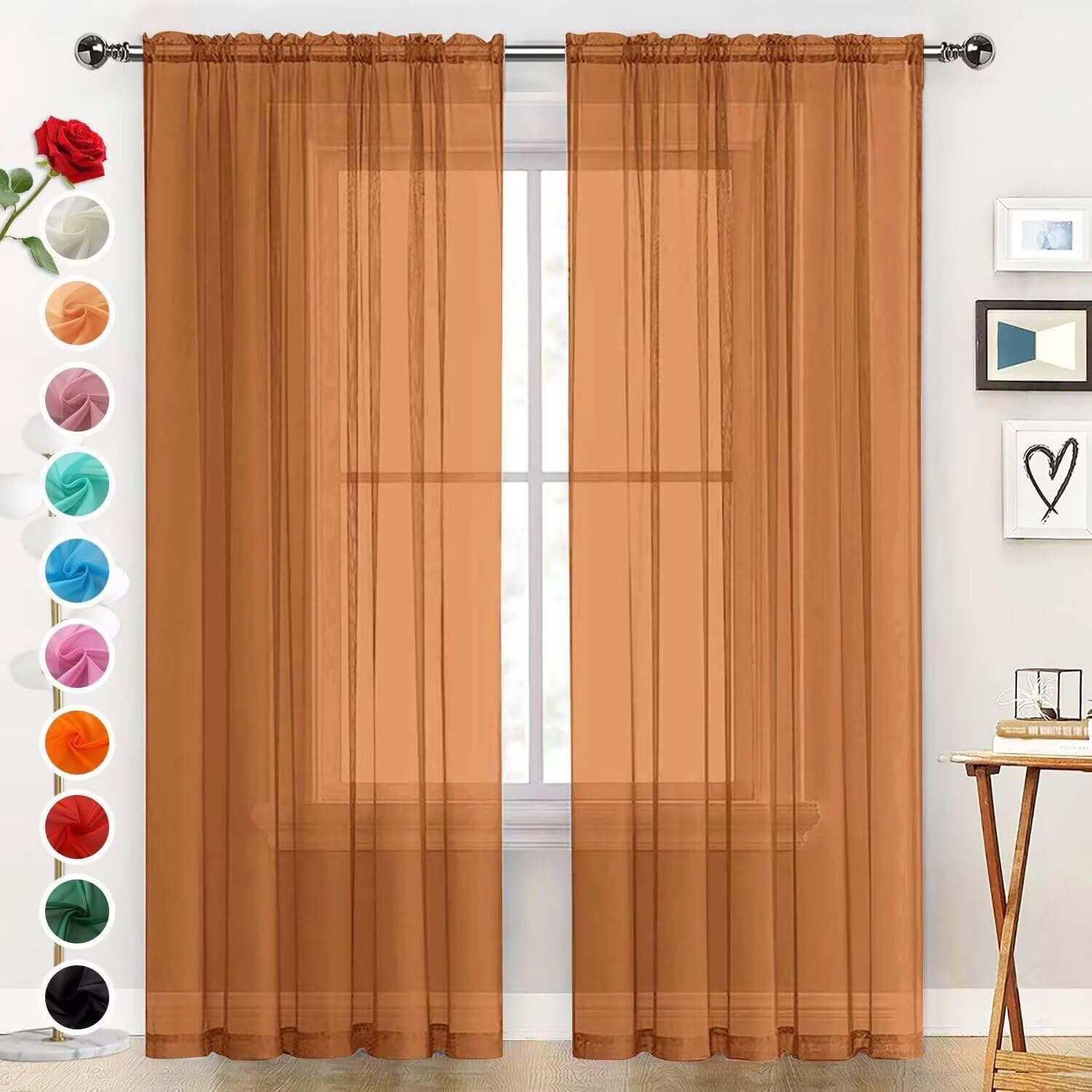 SpaceDresser Sheer Voile Curtains for Living Room 72 Inch Long 2 Panels โ image 1