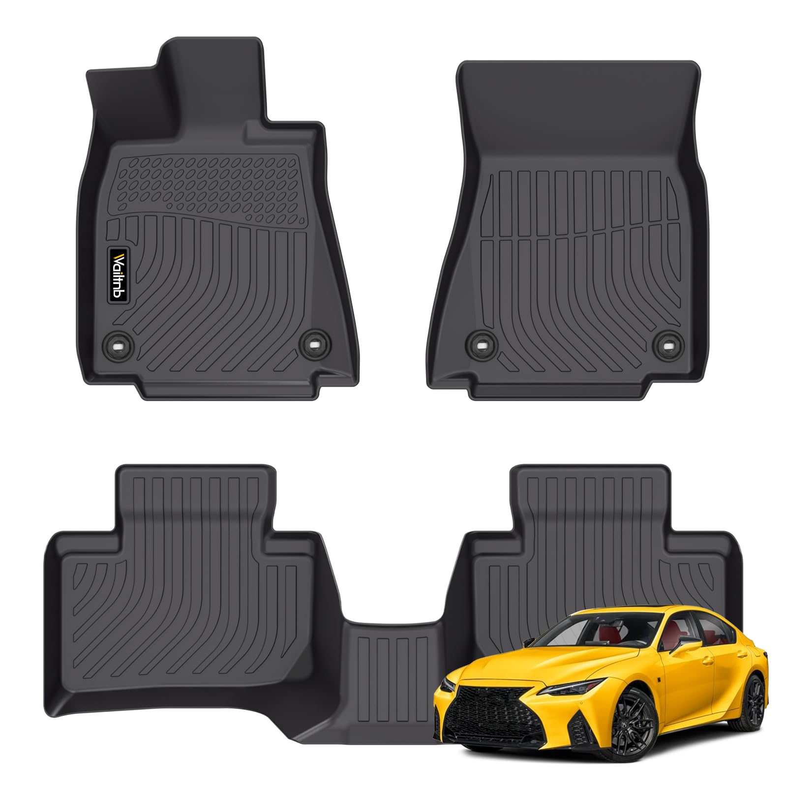 Wailtnb-Floor Mats Custom for Lexus is RWD 2014-2026 IS200t/IS250/IS300/IS350 2WD All Weather Protection Waterproof Non-Slip Durable Floor Liners Fits Front&amp; 2nd Row Accessories