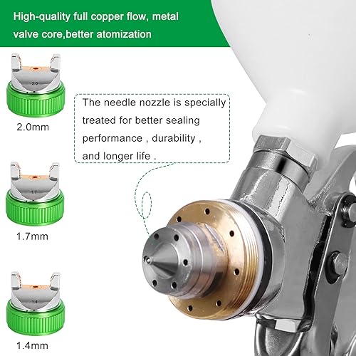 Miniatura 3 de Pistola de pintura en aerosol de pintura automotriz kit de pistola de pulverización HVLP 3 boquillas de 0055in 0067in 0079in 600 cc pistola de
