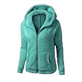 Womens Sherpa Jacket Fuzzy Fleece Warm Zip Up Hoodies Comfy Teddy Coat Winter Oversized Outerwear With Pockets
