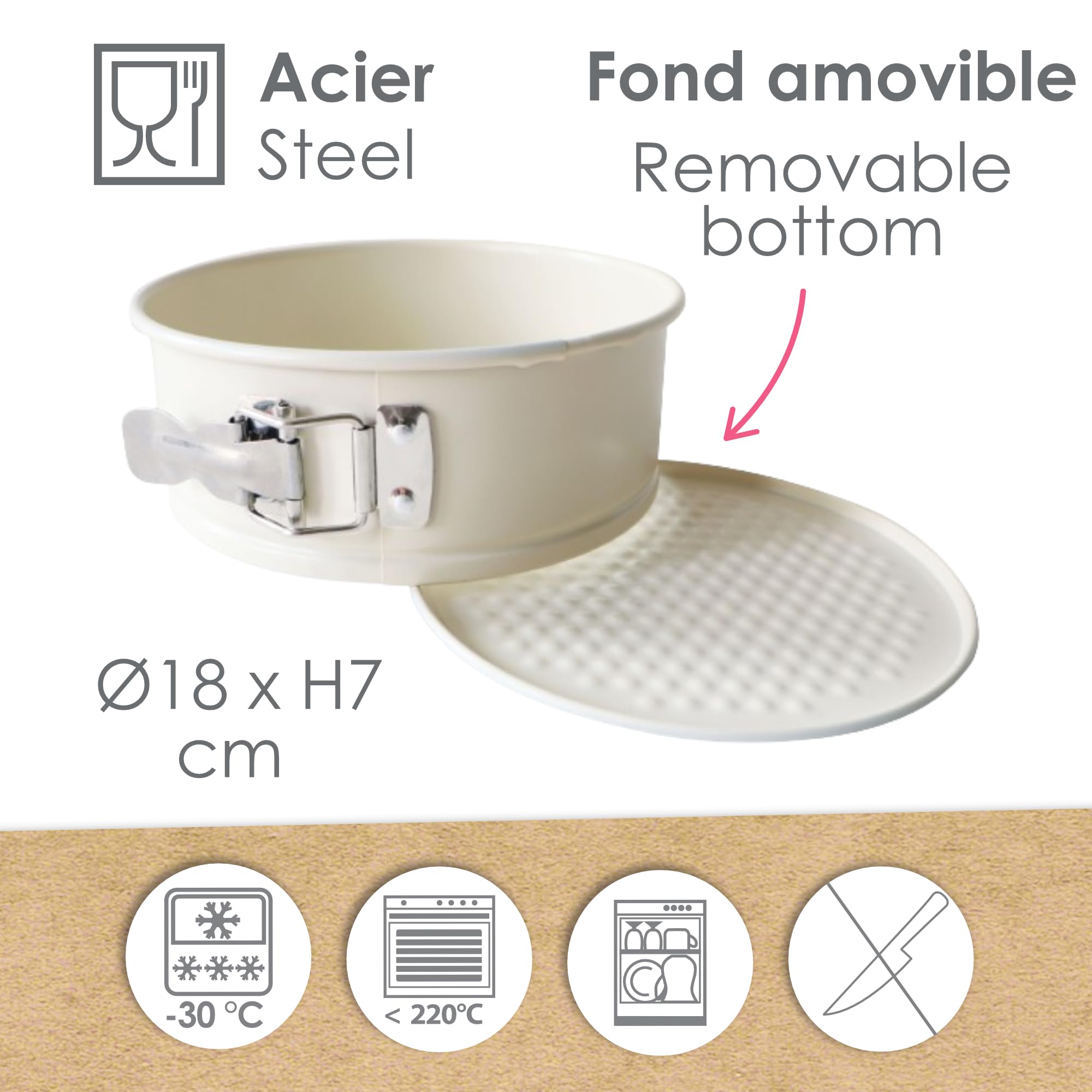 ScrapCooking 1295 - Molde para tartas de queso, 18 cm, molde redondo de metal, apto para horno y congelador (Paquete de 4)
