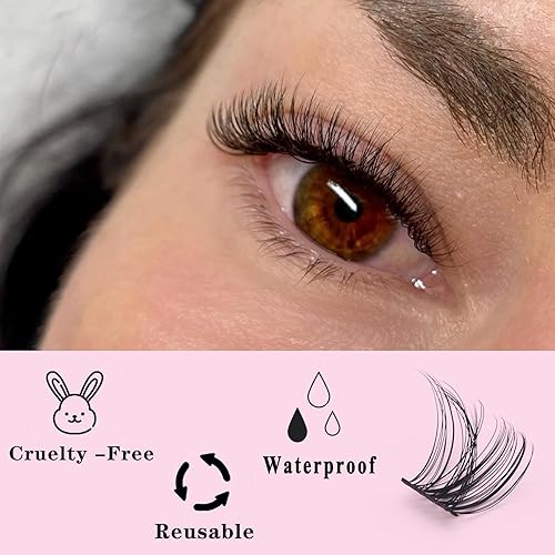 Miniatura 2 de Ahrikiss 120 racimos de pestañas rizadas D, racimo de pestañas de 0.315 a 0.630 pulgadas, pestañas individuales y finas, de aspecto natural, para