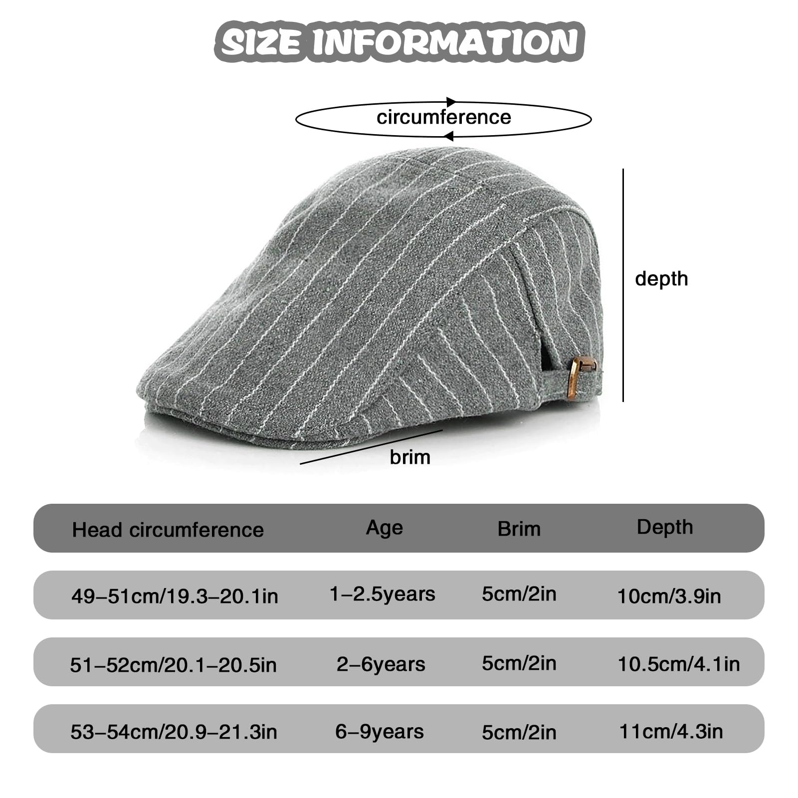 MCWTH Vintage Casquette Gavroche Plate pour Garçons Filles 1-9 Ans, Enfants Béret Rayé Chapeau