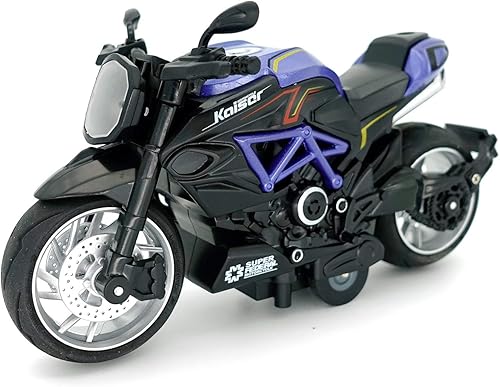 Motocicleta de juguete para niños, juguete de motocicleta a escala 112 con sonido y luz, juguetes de motocicleta para niños de 3 a 12 años (azul)