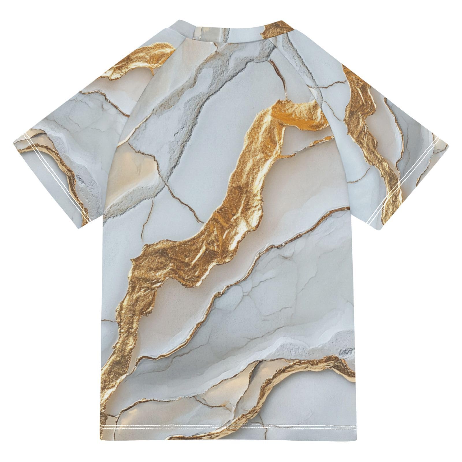 KLL Rash Guard Bathing Suit Girls Short Sleeve Rash Guard Girls 5T Marble White White