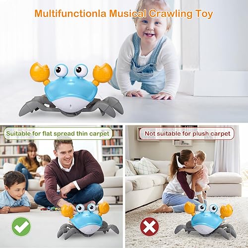 Miniatura 3 de Juguete de cangrejo gateante para bebé, regalos para bebés, juguetes para bebés con batería recargable integrada, juguetes para bebés con música y