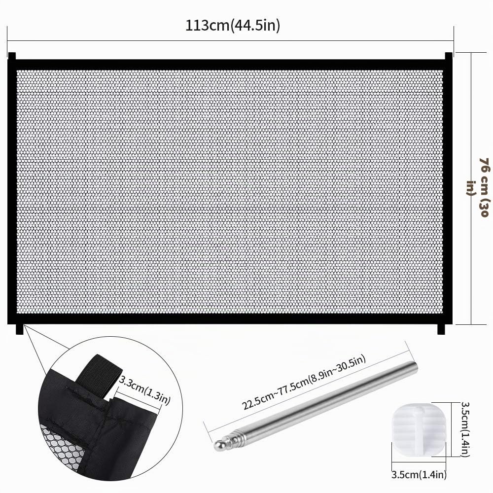 Cancello magico per cani, portatile, pieghevole, di sicurezza, rete isolante, con ganci e pali rinforzati, facile da installare ovunque per animali domestici, cani e gatti, 110 x 75 cm