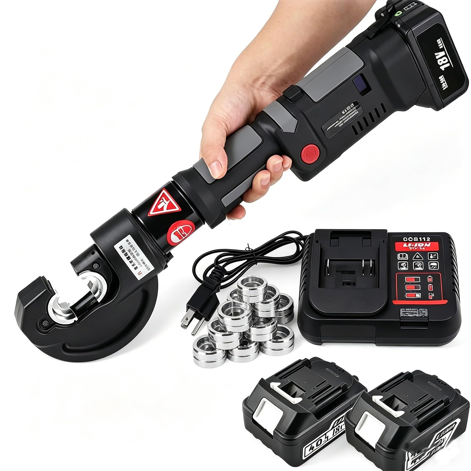 Senodon One Color Electric Hydraulic Crimping Tool 18V, 12 Dies(6-400Mm²) 120Kn Continuous Wire Crimper Pliers Rechargeable Crimping Tool Kit For Copper Aluminum Terminals