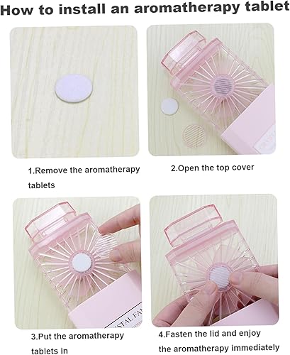 Miniatura 5 de Mini ventilador de mano, ventilador de mano portátil de cristal, 3 velocidades, recargable por USB, ventilador de mano elástico con tabletas,