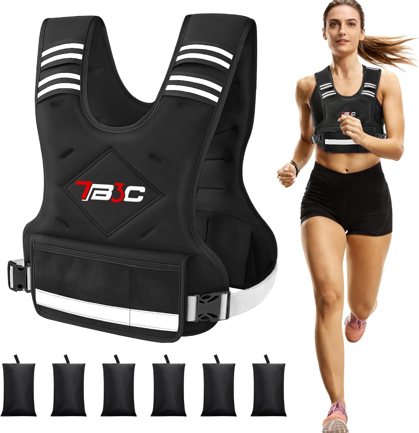 Product image of TB3C Adjustable Weighted Vest for Men and Women,04-10lb/11-20lb/20-32lb Vest with 6 Ironsand Weights for Strength Training,Body Weight Vest Exercise Set for Running, Walking and Home Workouts