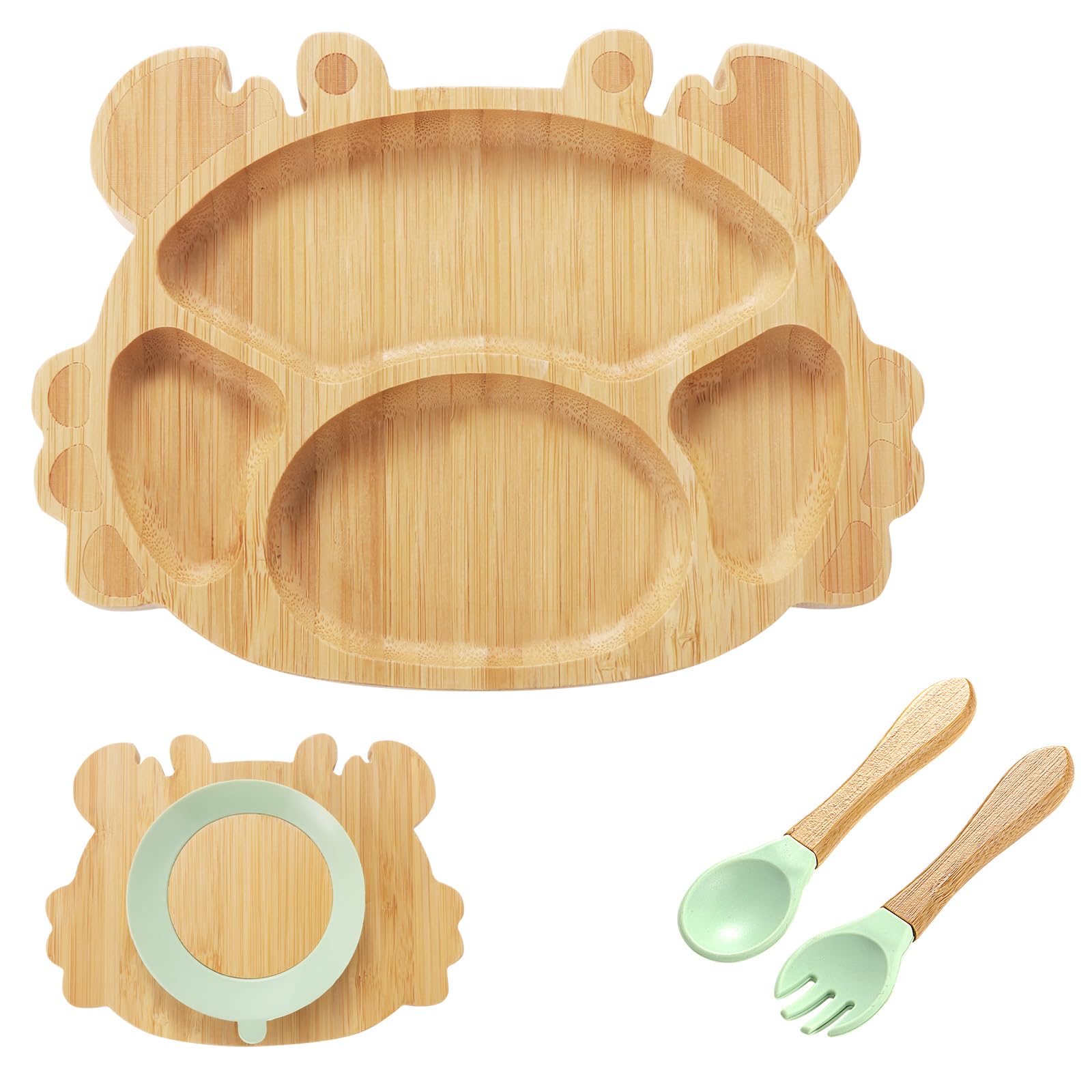 Plato Blw Plato Infantil De Bambú Con Ventosa Incluye Cubiertos