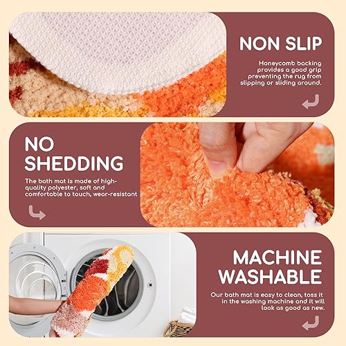 Miniatura 6 de Alfombra de baño con diseño de hongos, pequeña, antideslizante, de secado rápido, lavable, para baño, tapete de baño absorbente de agua, tapete de