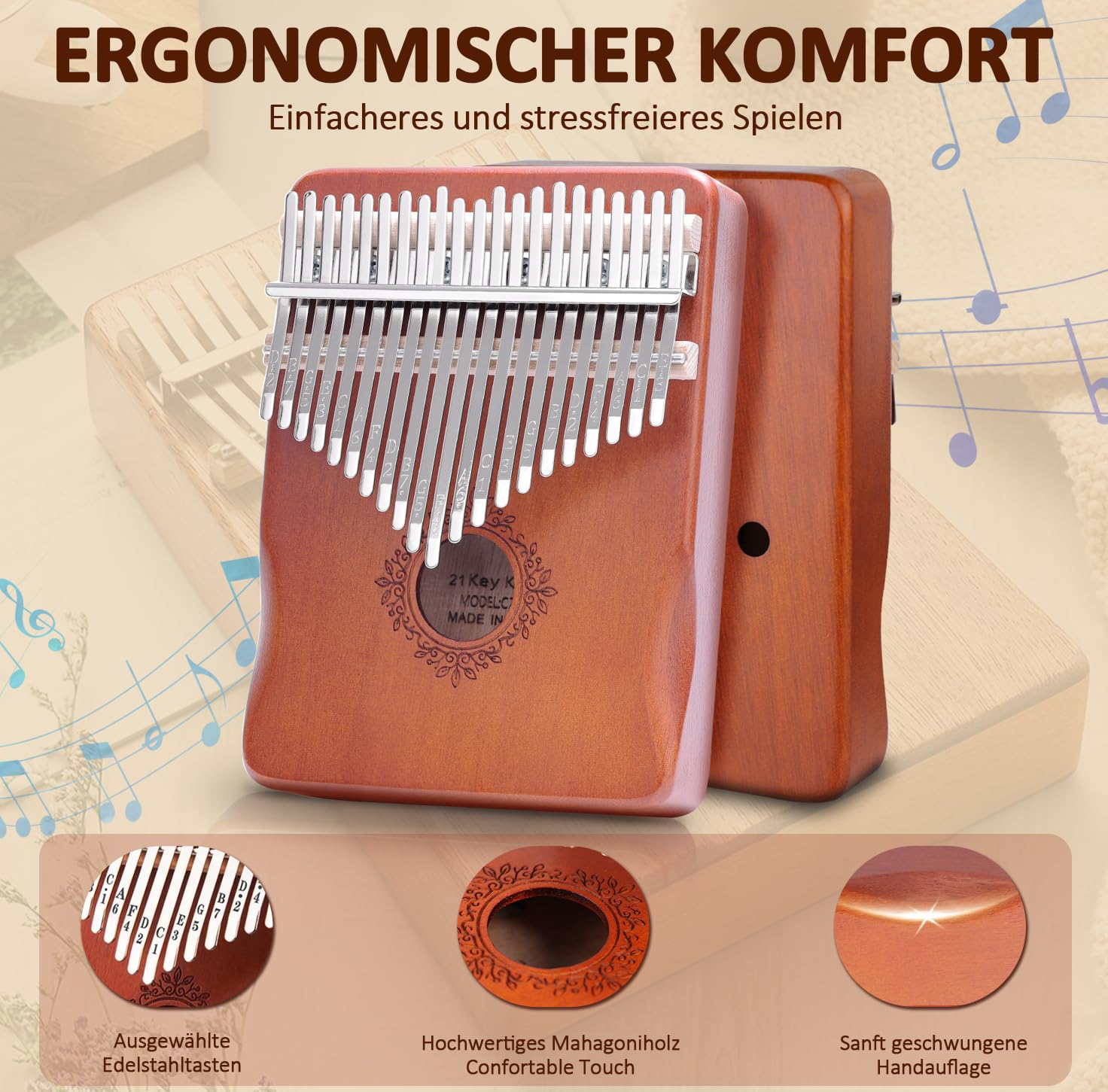 Kalimba 21 Klawiszy Fortepian Kciuk