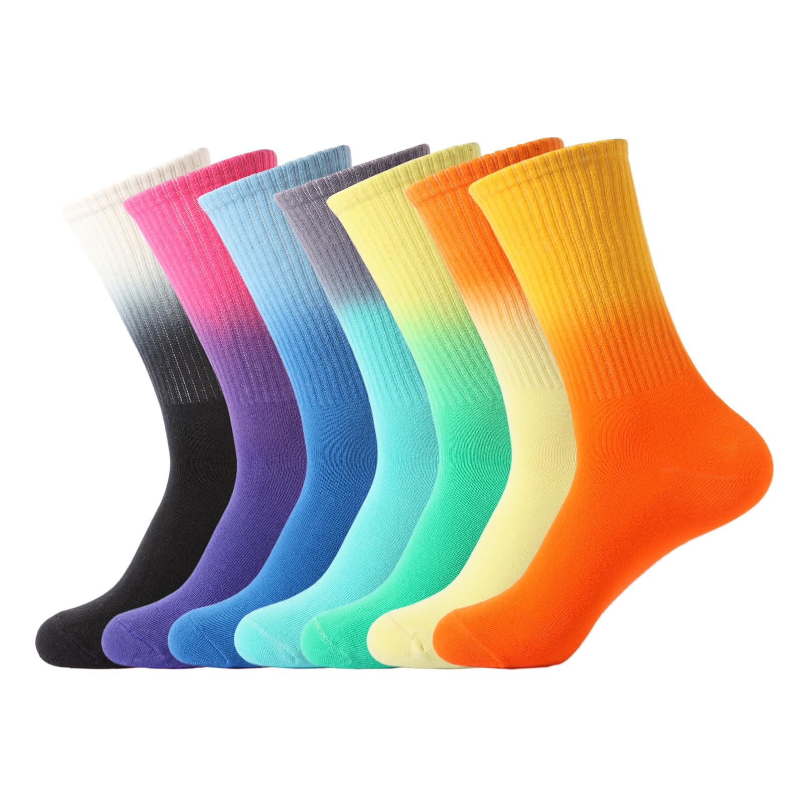 Lngwioo7 Pairs Pack Colorful Tie-dye Socks Men and Women Casual Fashion Crew Socks Cotton Socks