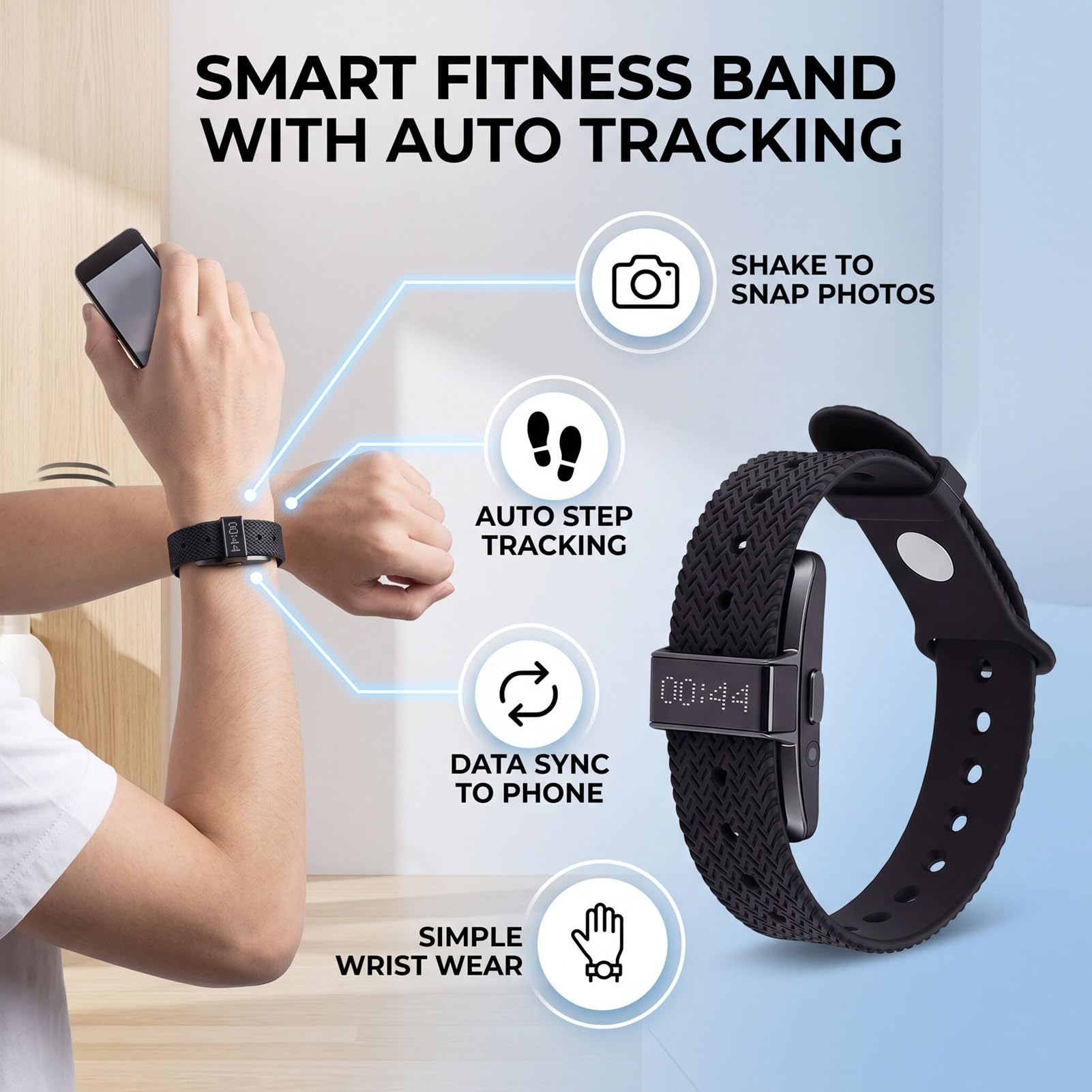 Bracciale Intelligente IP68 Monitor del Sonno Impermeabile (BLACK)