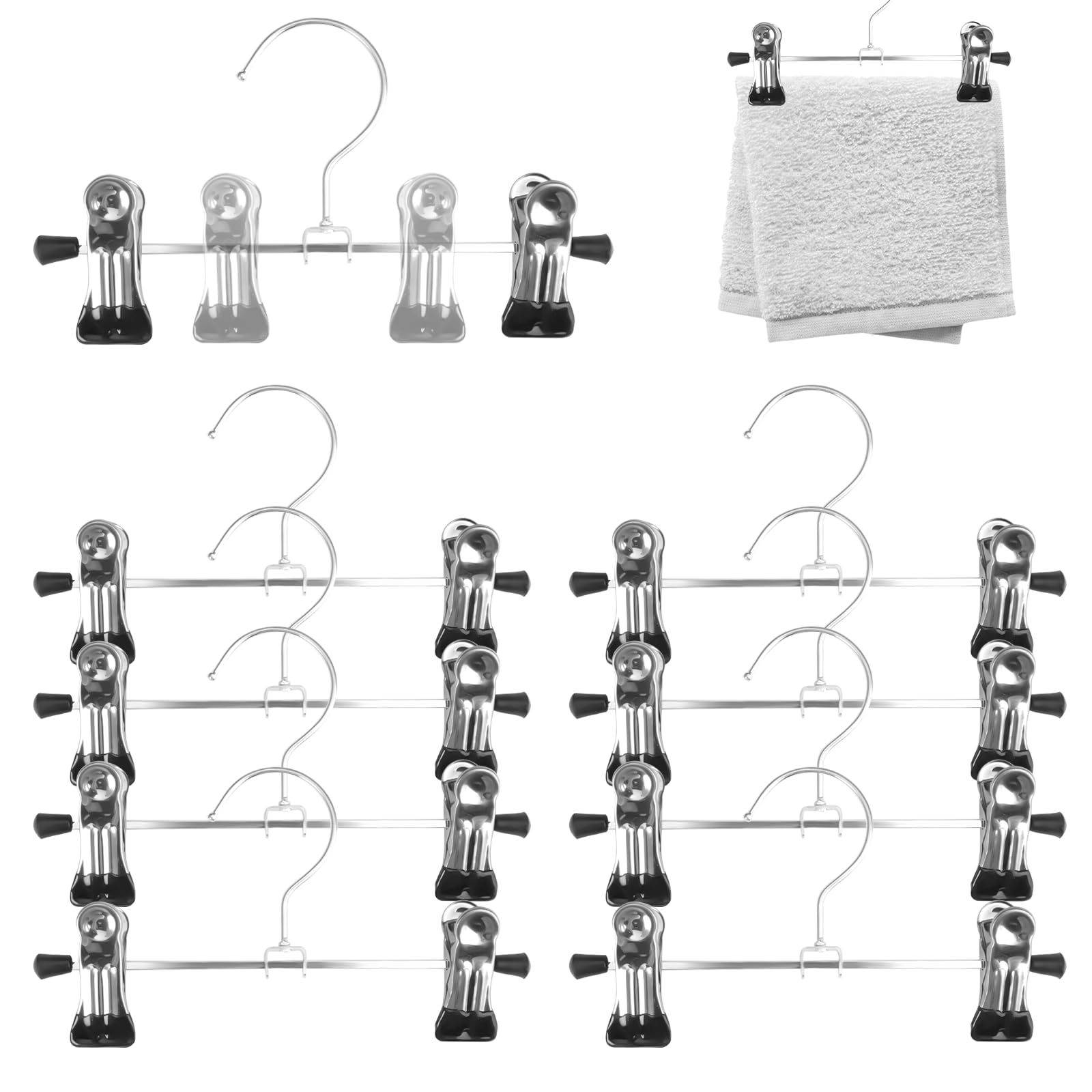 10 Grucce Per Pantaloni Con Clip - Metalliche, Pinze Antiscivolo 17cm, Per Gonne, Calzini, Cappelli - Foto 4