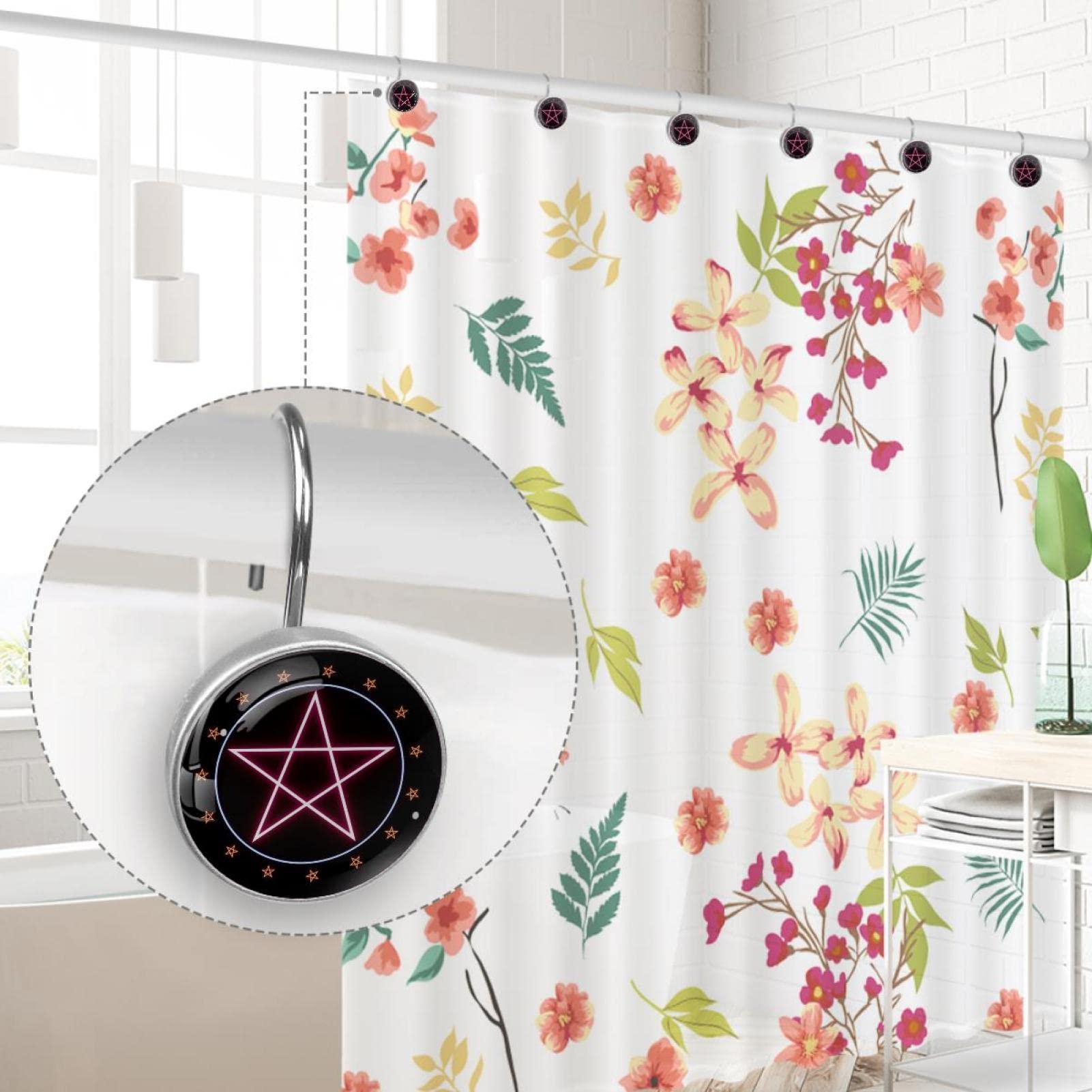 Lot de 12 crochets de rideau de douche en acier inoxydable résistant à la rouille pour salle de bain, chambre d'enfant, salon, chambre à coucher, décoration d'intérieur