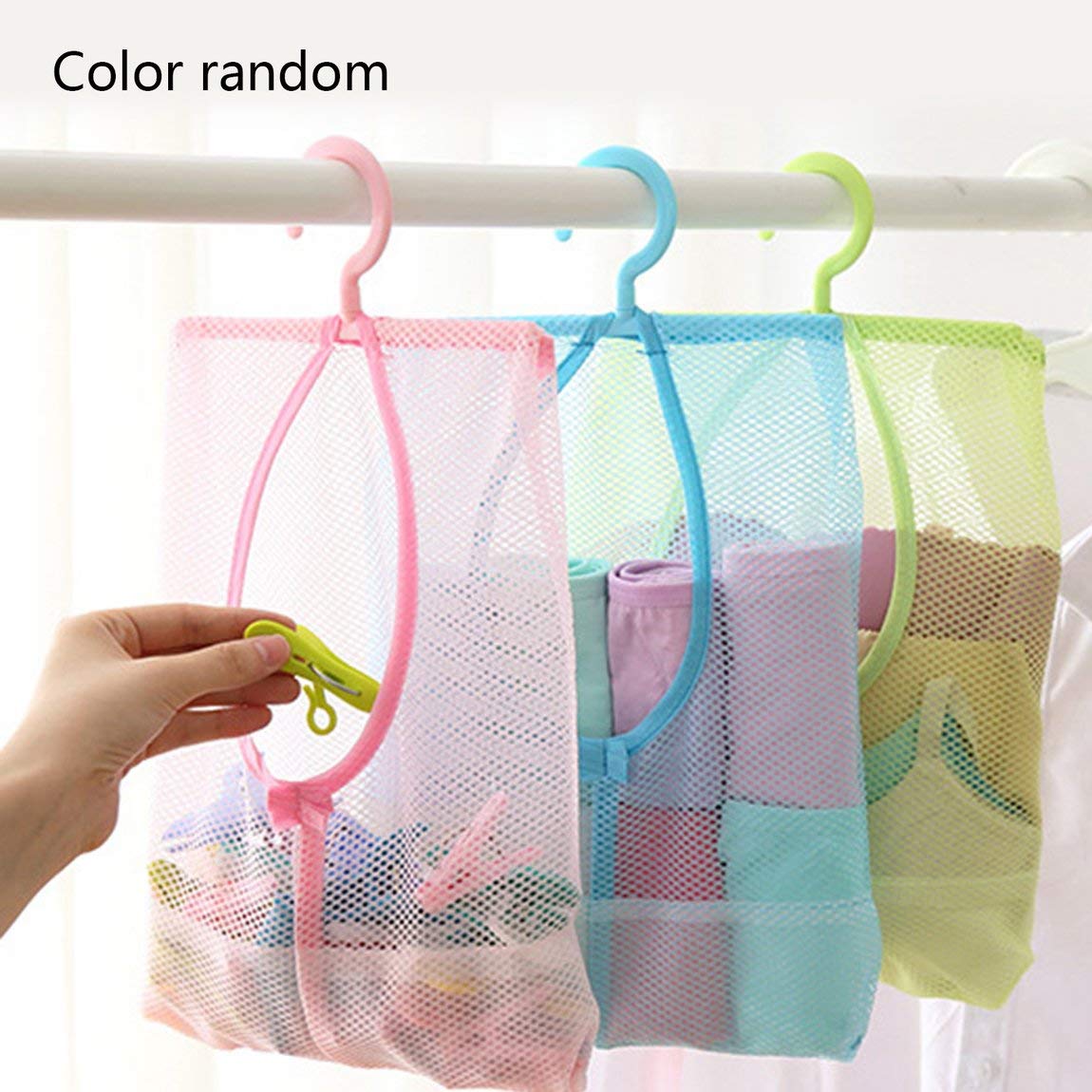Deniseonuk Multi-Purposes Mesh Net Hanging Storage Net Kids Toy Organizer Bag Bedroom Wall Door Closet Kitchen Bathroom Bag
