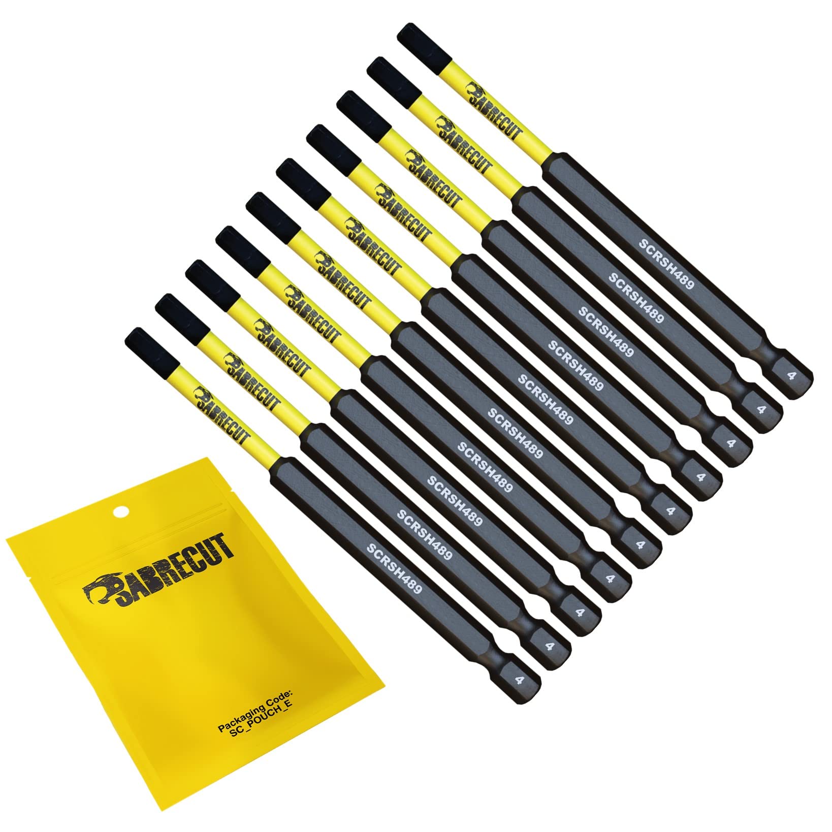 Sabrecut 10 X Scrh489_10 89Mm H4 Hex Magnetic Impact Screwdriver Driver Bits Set Single Ended Heavy Duty