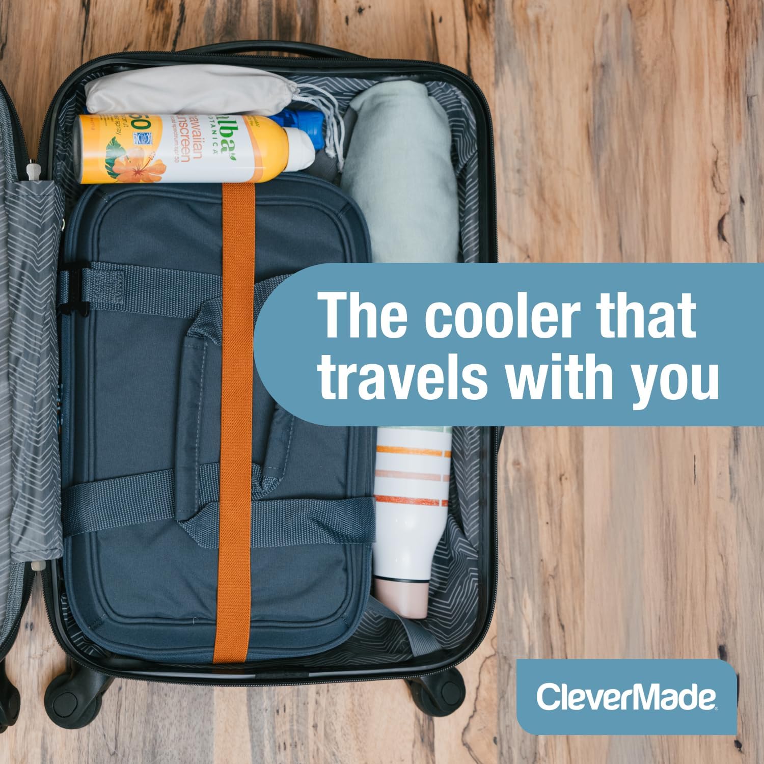 CleverMade Pacifica Sac isotherme pliable – Sac isotherme et pliable pour voyage, plage, pique-nique et voyages, peut contenir jusqu'à 30 canettes, étanche et souple, océan