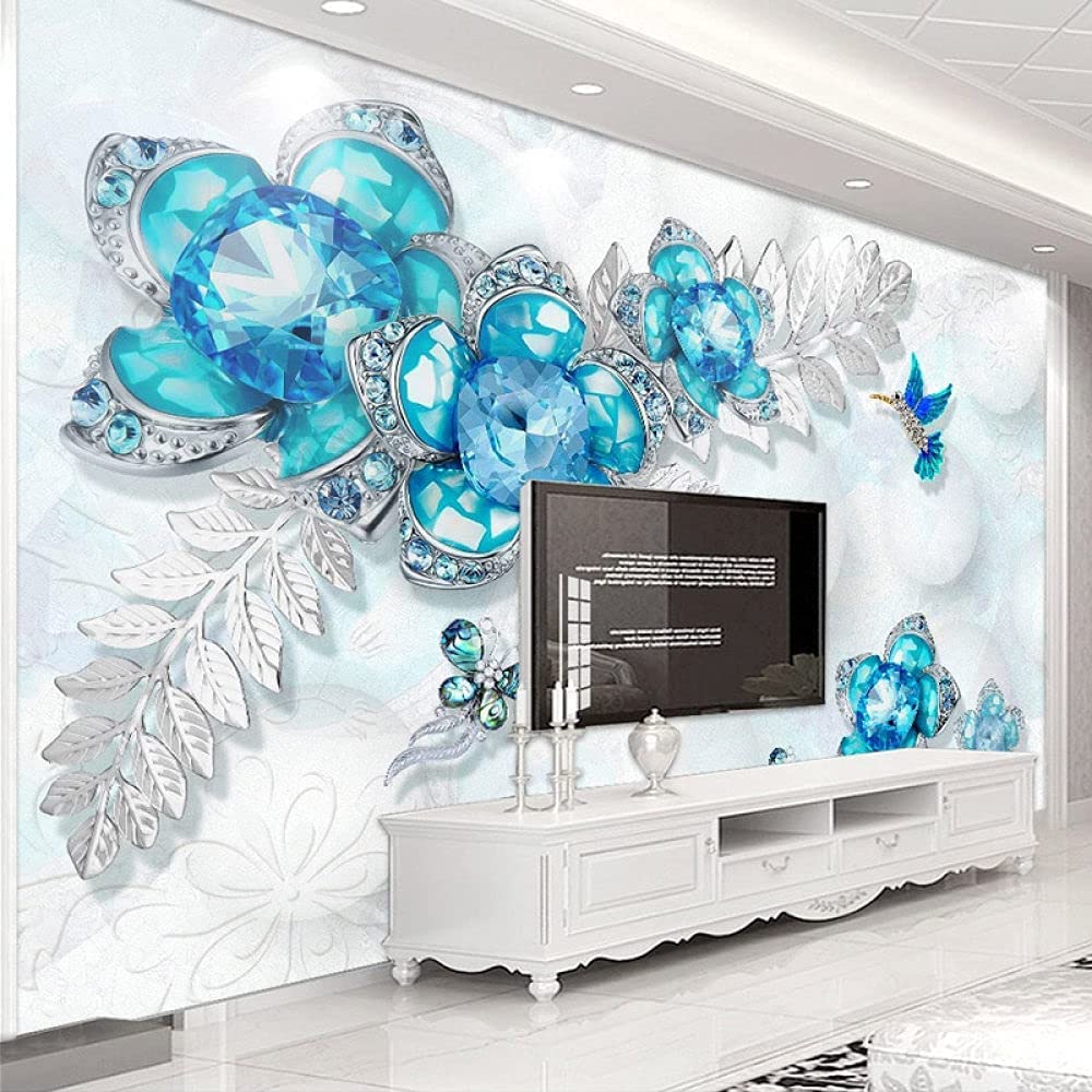 Papel Pintado Fotográfico 3D Personalizado Joyería Azul Flor Mariposa Mural Restaurante Hotel Internet Sala De Juegos Sala De Estar Tv Fondo Pared, Foto De Pared Peel And Stick Carteles De Pared Arte